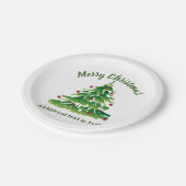 Kerstboom in Groen Rood op Witte Aangepast Papieren Bordje (Gekanteld)