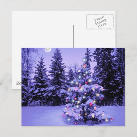 Kerstboom in het bos feestdagenkaart (Voorkant / Achterkant)