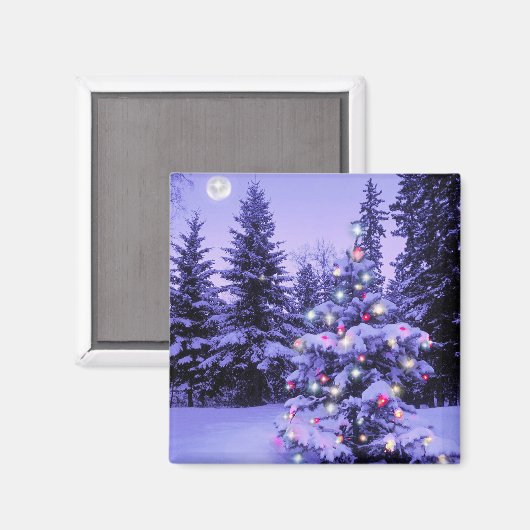 Kerstboom in het bos magneet (Voorkant / Achterkant)