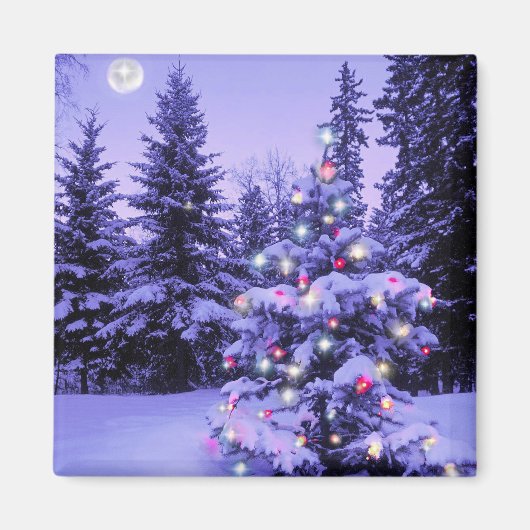 Kerstboom in het bos magneet (Voorkant)