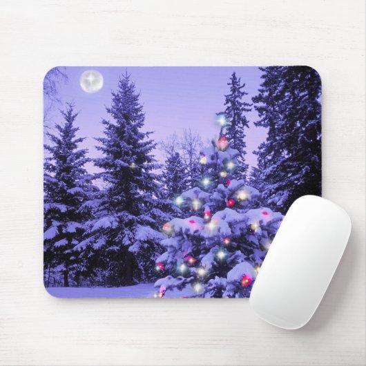 Kerstboom in het bos muismat (Met muis)