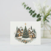 Kerstboom in het dorp briefkaart (Staand voorkant)