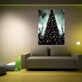 Kerstboom in het horrorwoud | AI Art. Poster