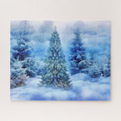 Kerstboom in het Snowy Forest Legpuzzel (Horizontaal)