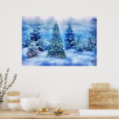 Kerstboom in het Snowy Forest Poster (Keuken)