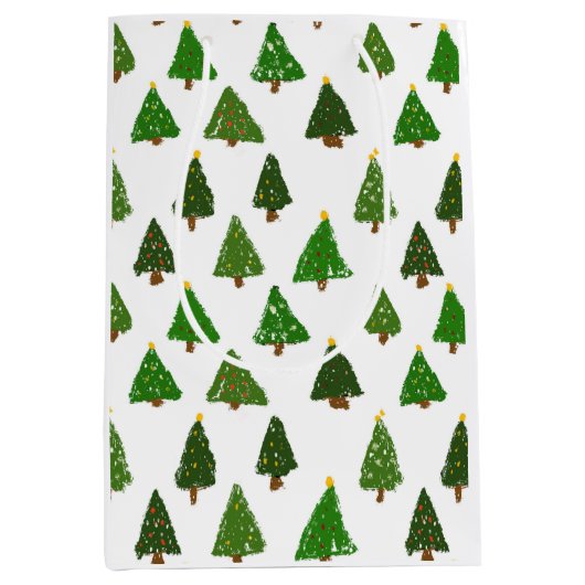 Kerstboom in kindertekenstijl medium cadeauzakje (Voorkant)