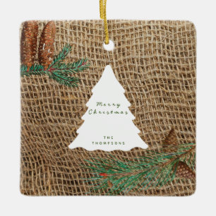 Kerstboom in landelijke dennenbos-stijl keramisch ornament