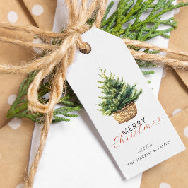 Kerstboom in mand gepersonaliseerd cadeaulabel