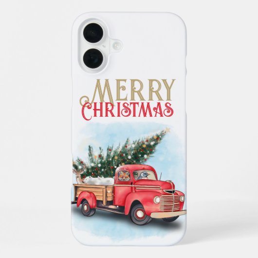 Kerstboom in Oude Rode Truck iPhone Hoesje (Achterkant)