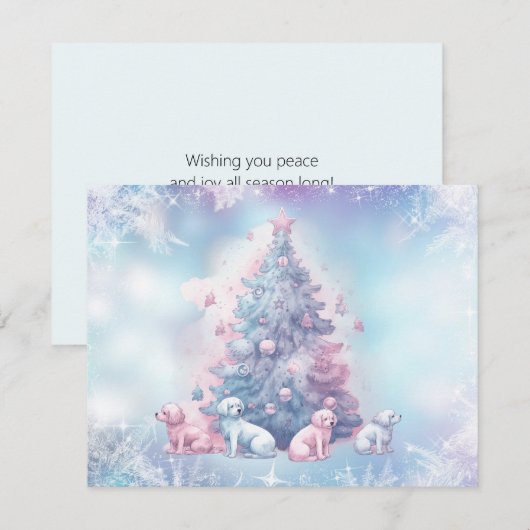 Kerstboom in pastel roze blauw Puppy (Voorkant / Achterkant)