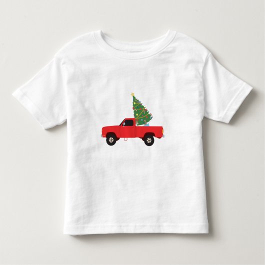 Kerstboom in Pick-up Truck Kinder Shirts (Voorkant)