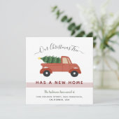 Kerstboom in Red Car Family Foto Moving Aankondiging (Staand voorkant)