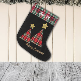 Kerstboom in Red Plaid Gold Star Grote Kerstsok