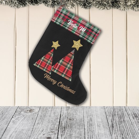 Kerstboom in Red Plaid Gold Star Grote Kerstsok