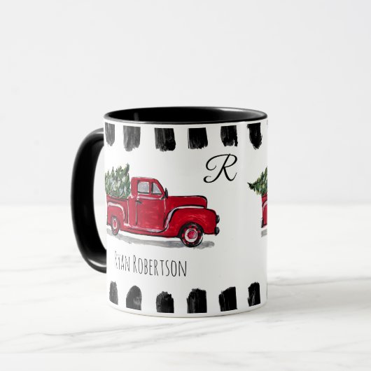 kerstboom in  Red Truck Custom Mok (Voorkant links)