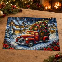 Kerstboom in Rode Truck Landelijke Kerst