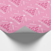 Kerstboom in roze linten met naam cadeaupapier (Hoek)