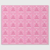 Kerstboom in roze linten met naam cadeaupapier (Vlak)