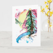 Kerstboom in sneeuw kaart (Gele Bloem)