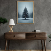 Kerstboom in Sneeuw — Rustige Winter Poster