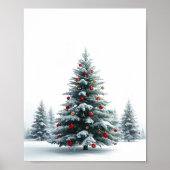 Kerstboom in Sneeuw Winter Vakantie Poster (Voorkant)