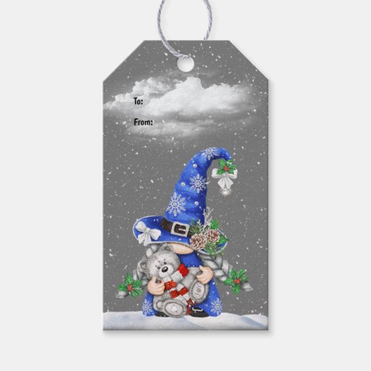 kerstboom in sneeuwvlokken cadeaulabel (Voorkant)