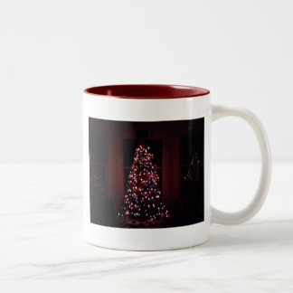 Kerstboom in Venster Afbeelding Tweekleurige Koffiemok