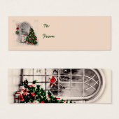 Kerstboom in Venster Cadeau Labels Mini Visitekaartjes (Voorkant /achterkant)