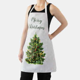 Kerstboom in vintage-stijl en geprägde sneeuwvlokk schort