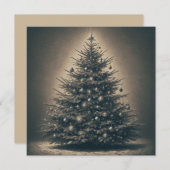 Kerstboom in vintage stijl feestdagenkaart (Voorkant / Achterkant)