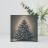 Kerstboom in vintage stijl feestdagenkaart (Staand voorkant)