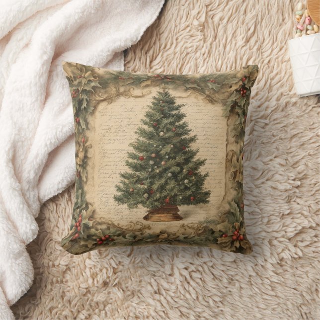 Kerstboom in vintage stijl kussen (Deken)
