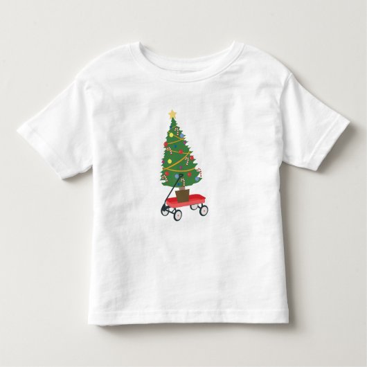 Kerstboom in wagentje kinder shirts (Voorkant)