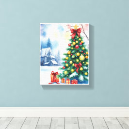 Kerstboom in Winter Wonderland Canvas Afdruk