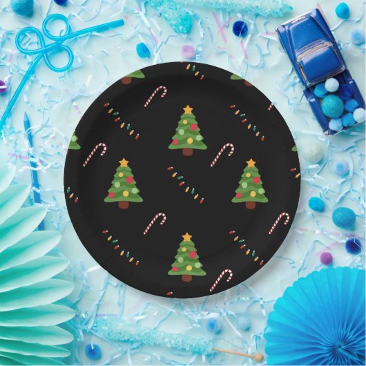 Kerstboom in zwart papieren bordje (Feest)