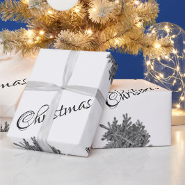 Kerstboom in zwart-wit kerstmis cadeaupapier
