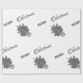 Kerstboom in zwart-wit kerstmis cadeaupapier (Vlak)