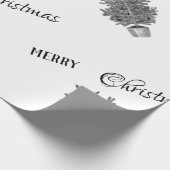 Kerstboom in zwart-wit Kerstmis Cadeaupapier (Hoek)