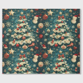 Kerstboom inpakpapier  blauw (Vlak)