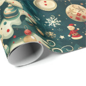 Kerstboom inpakpapier  blauw (Rol Hoek)