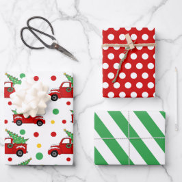 Kerstboom Inpakpapier Set Rode Truck Vel