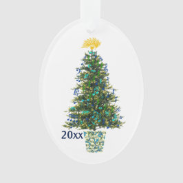 Kerstboom,  jaar met muzieksymbolen ornament
