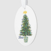 Kerstboom,  jaar met muzieksymbolen ornament (voorkant)