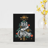 Kerstboom Jezus Christelijk Mannen Vrouwen Kindere Kaart (Gele Bloem)