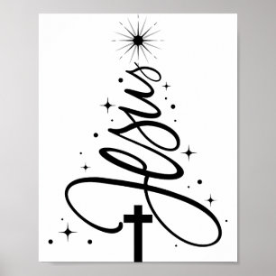Kerstboom Jezus Christelijke Bijbelvers Sneeuwvlok Poster