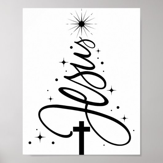 Kerstboom Jezus Christelijke Bijbelvers Sneeuwvlok Poster (Voorkant)
