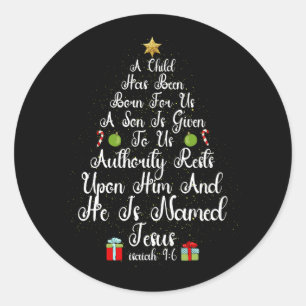 Kerstboom Jezus Machtige God Jesaja 9 6 Geloof C Ronde Sticker
