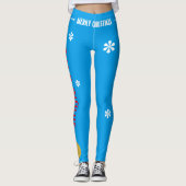 Kerstboom Jingle Bells Blauw Rood Wit Leggings (Voorkant)