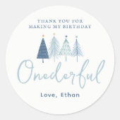 Kerstboom Jongen Onederful Verjaardag Bedankt  Ronde Sticker (Voorkant)