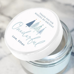 Kerstboom Jongen Onederful Verjaardag Bedankt  Ronde Sticker